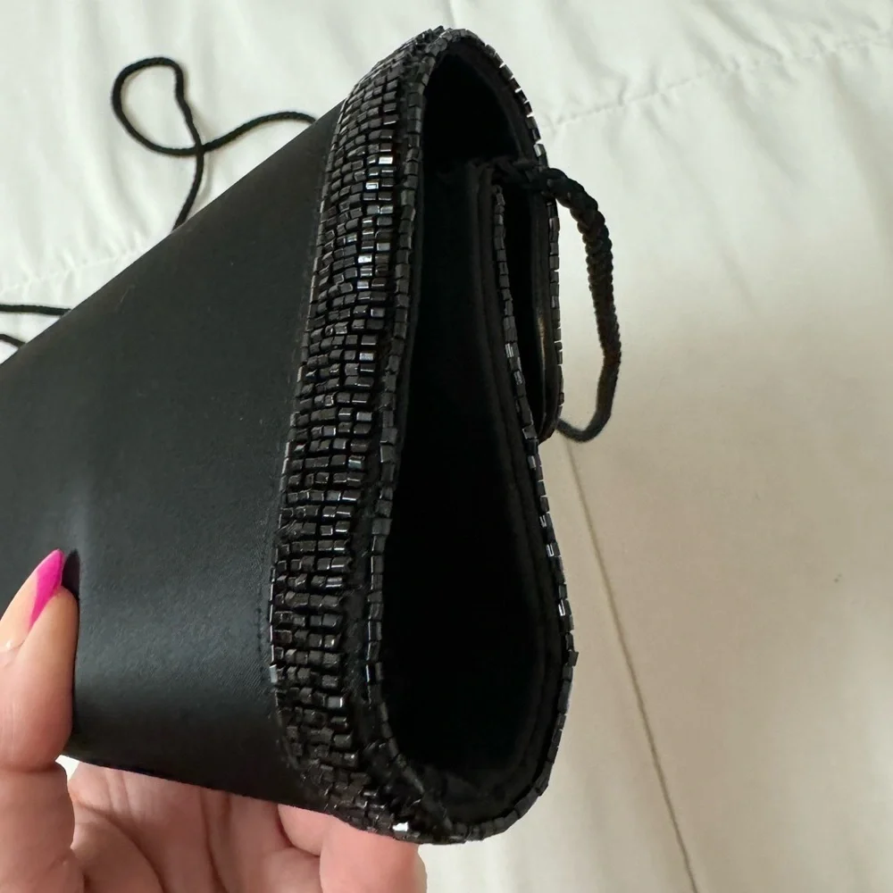 VTG Preston & York Elegant Beaded Satin Black Evening Clutch Shoulder Bag 90’s - Picture 3 of 15